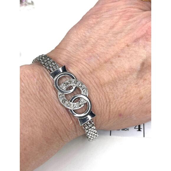 NEW Necklace Earrings Set Chunky Geometic Silver Tone Fashion Jewelry Lot MA09 - Picture 3 of 7